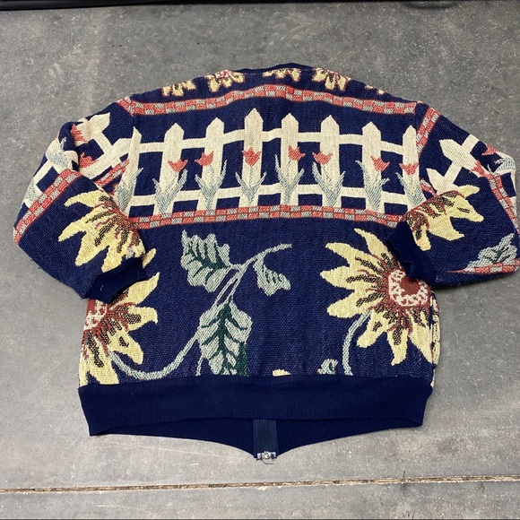 Vintage 80s 90s Maxson Tapestri full zip jacket floral garden boho OS - Picture 4 of 9